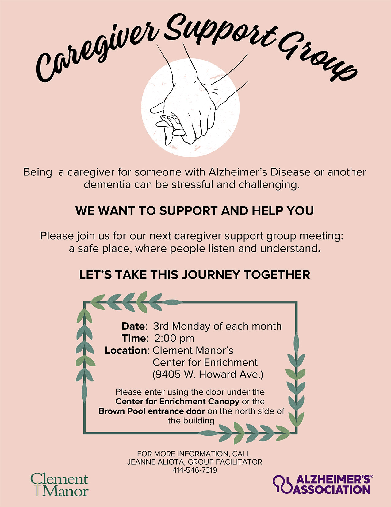 Alzheimer’s Association Monthly Caregiver Support Group at Clement Manor